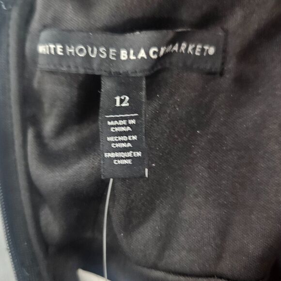 NEW WHBM Slimming Tech Sz 12 Black ISD Ruched Flutter Sheath Midi Stretch $170 - Picture 3 of 10